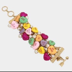 Betsey Johnson THINK PINK Sweethearts Conversation Candy Bracelet FREE SHIP